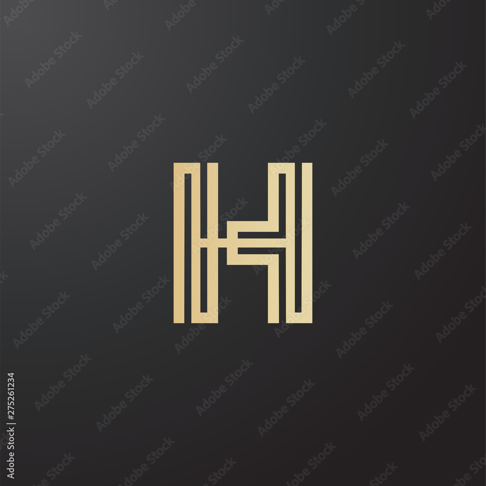 Minimal line letter initial H logo. Abstract and elegant shape font sign. logotype vector design template for personal identity branding, creative industry, web, business, corporate and company Minimal line letter initial H logo. Abstract and elegant shape font sign. logotype vector design template for personal identity branding, creative industry, web, business, corporate and company