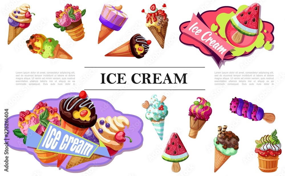 Cartoon Ice Cream Composition