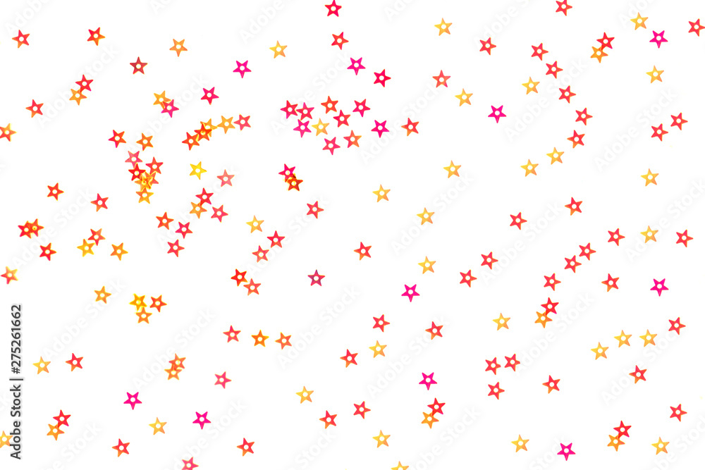 Bunch of colored stars on white background.