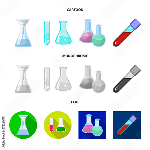 Vector illustration of flask and laboratory symbol. Collection of flask and equipment stock vector illustration.