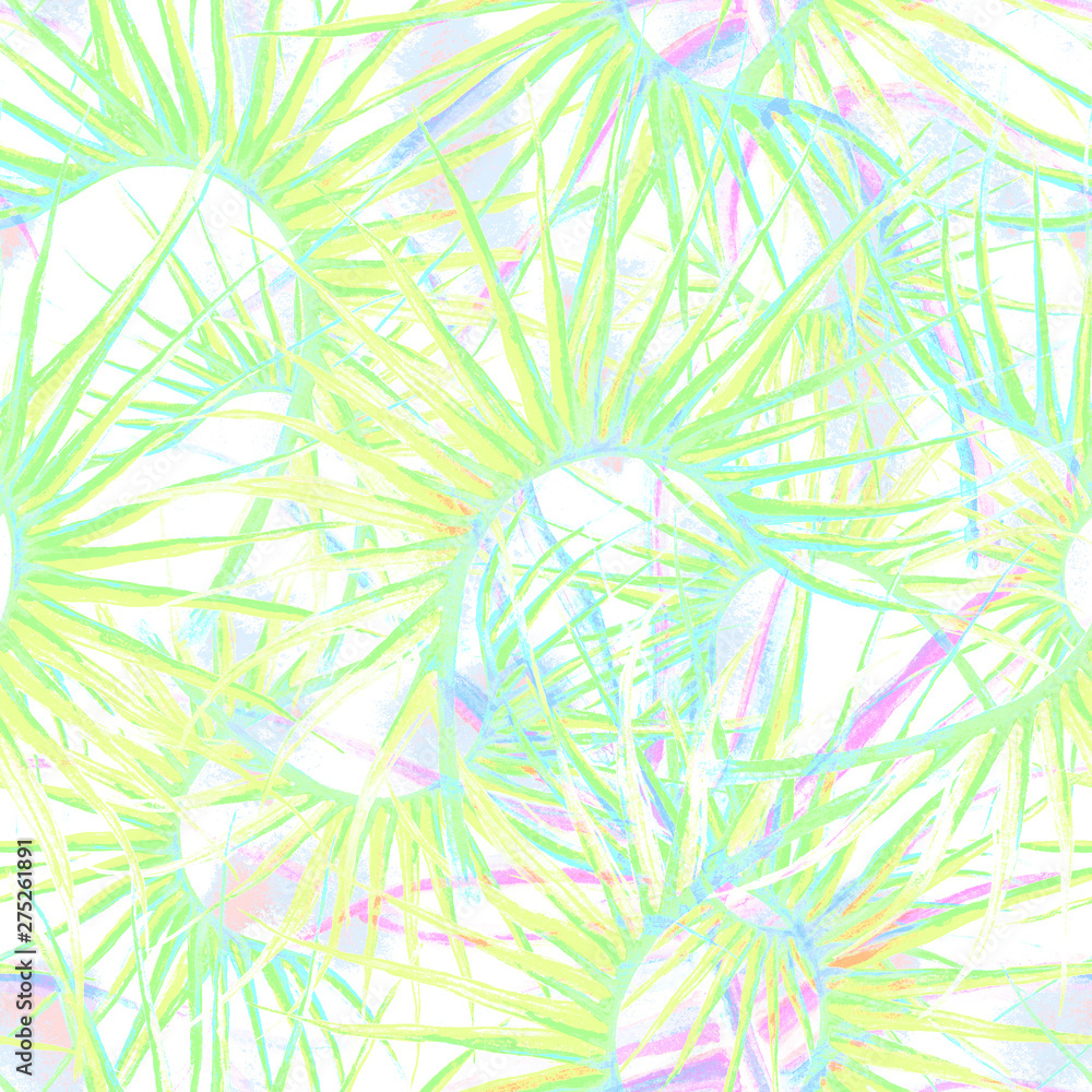 Tropical Pastel Seamless Pattern. Summer Jungle