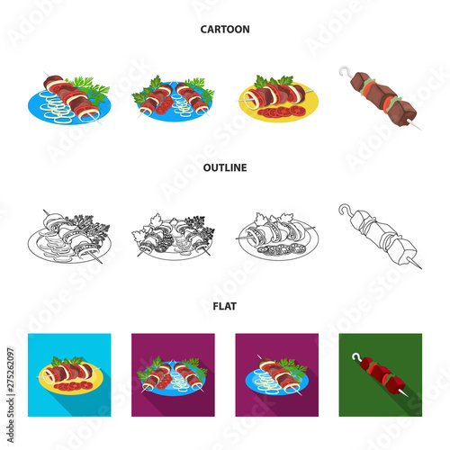 Isolated object of grill and bbq sign. Collection of grill and cover stock vector illustration.