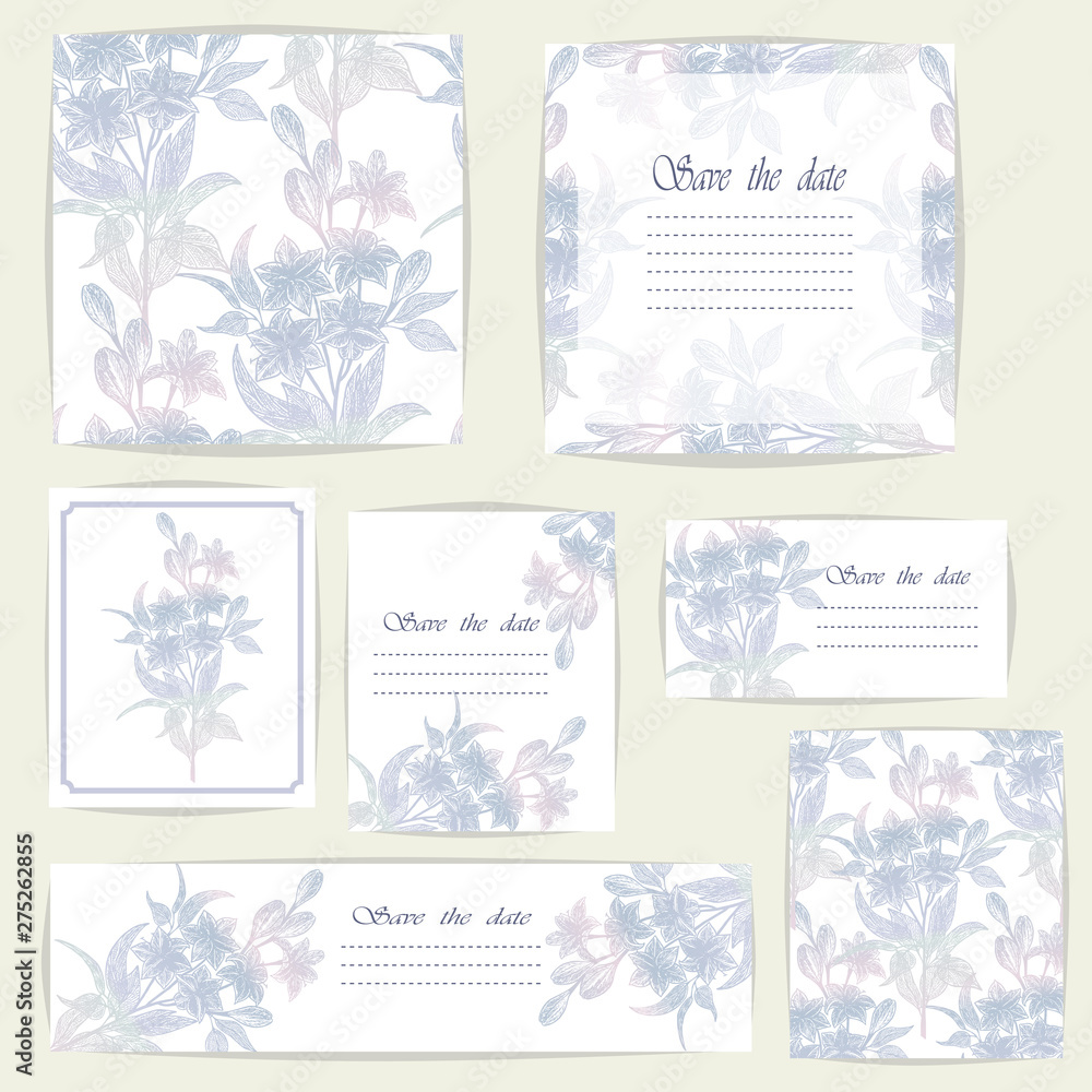Set beautiful cards with Lily flowers, design elements. Can be used for birthday, Valentines Day, Mothers Day , wedding cards, invitations, greetings. Vector illustration. Set beautiful cards with Lily flowers, design elements. Can be used for birthday, Valentines Day, Mothers Day , wedding cards, invitations, greetings. Vector illustration.