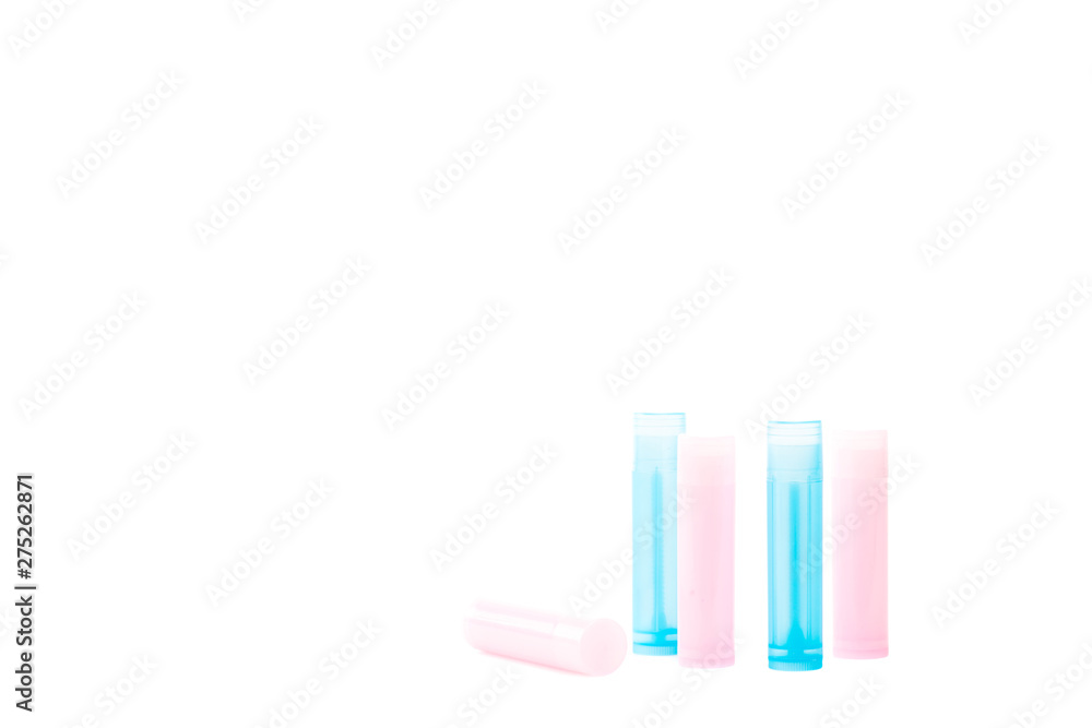 blue and pink bottles with medicine isolated on white blue and pink bottles with medicine isolated on white