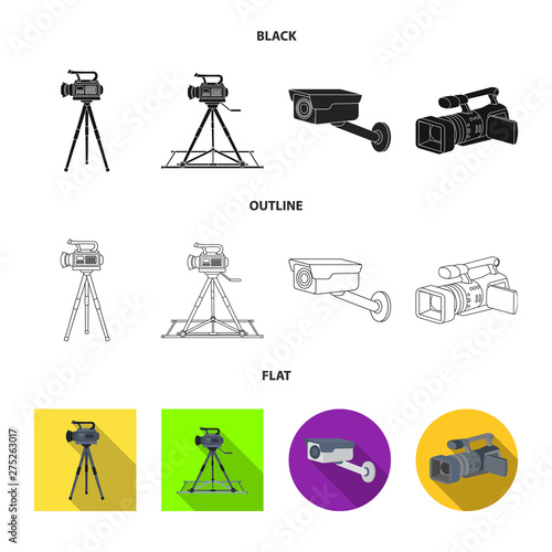 Isolated object of camcorder and camera logo. Set of camcorder and dashboard stock vector illustration.
