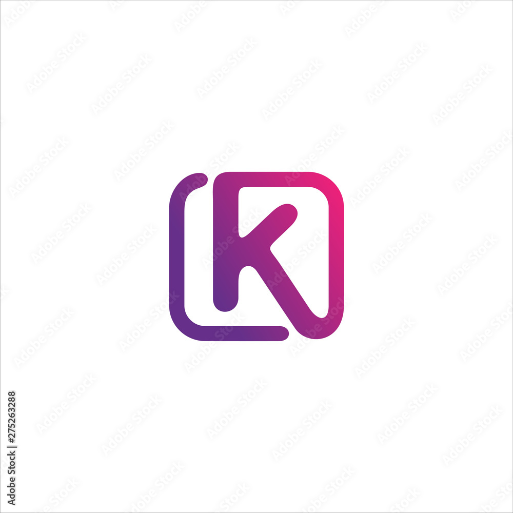 Minimal line letter initial K logo. elegant square shape font sign. Abstract logotype vector design template for personal identity branding, creative industry, web, business, corporate and company
