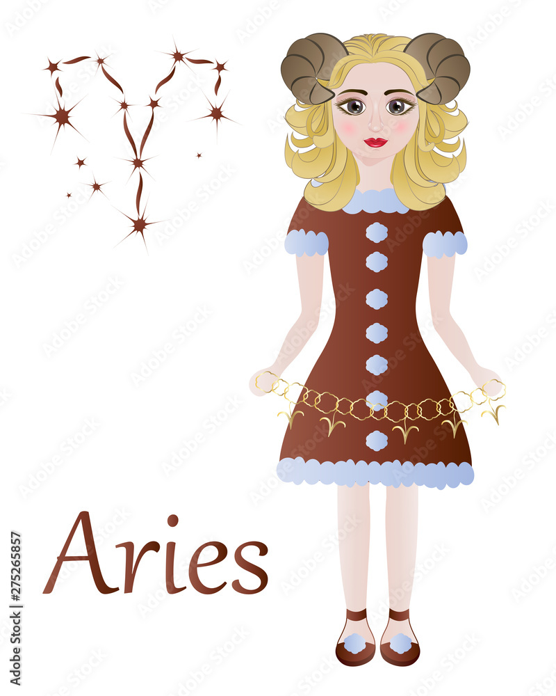 Zodiac signs. Aries. Vector illustration. Zodiac signs. Aries. Vector illustration.