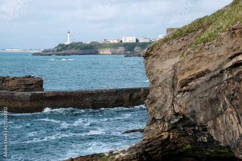 Beach, ocean and city views of Biarritz, France