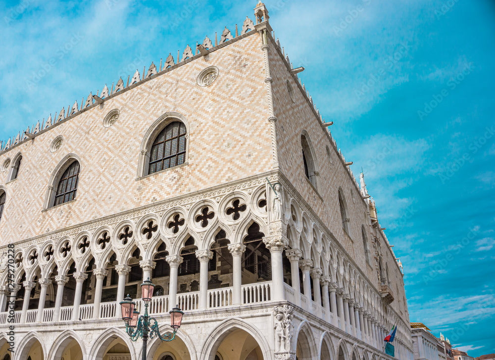 Detail of Doge's Palace in Venice, Italy