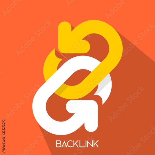 backlink link buliding for search optimozation SEO concept  simple clean flat long shadow icon illustration for web design, element, print and presentation 