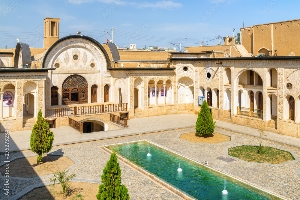 Amazing top view of courtyard at Tabatabaei Historical House