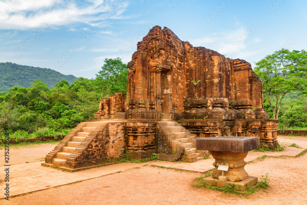 Gorgeous view of stone yoni and temple of My Son Gorgeous view of stone yoni and temple of My Son