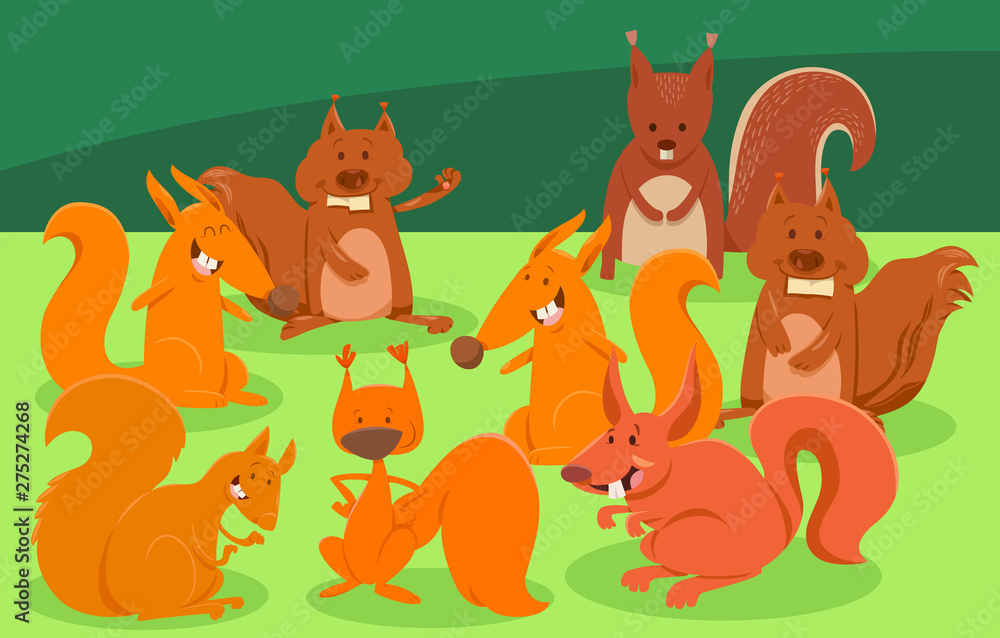 cartoon squirrels animal characters group cartoon squirrels animal characters group