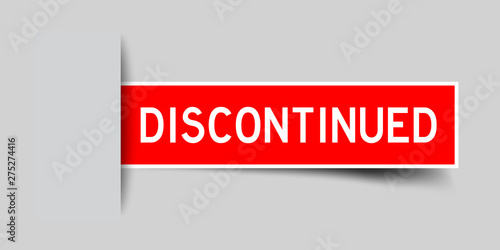 Label sticker red color in word discontinued that inserted in gray background