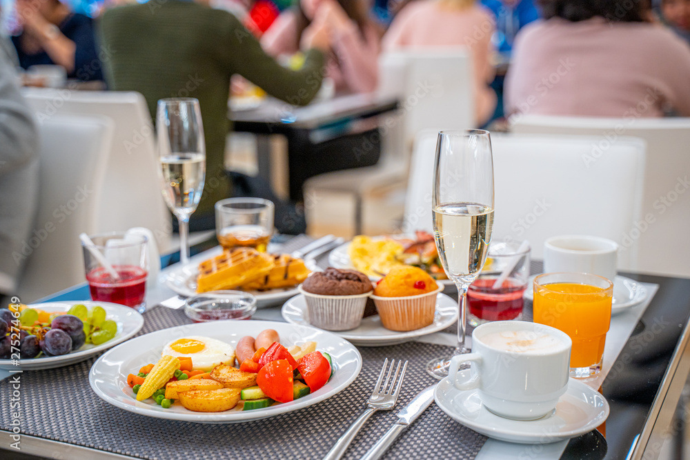 Breakfast Buffet Concept, Breakfast Time in Luxury Hotel, Brunch with Family in Restaurant Breakfast Buffet Concept, Breakfast Time in Luxury Hotel, Brunch with Family in Restaurant