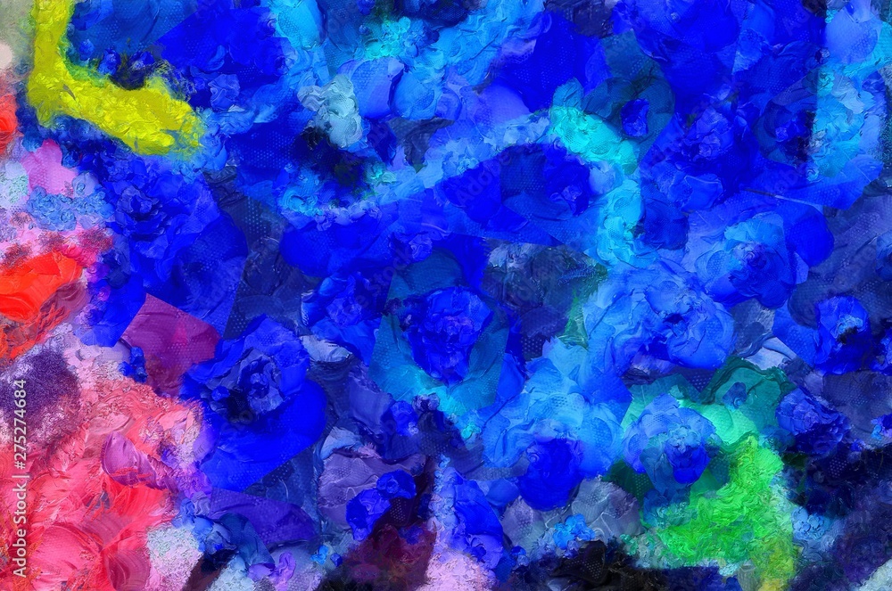 Fototapeta premium Abstract art painted texture background. Textured oil strokes and splashes on canvas. Simple creativity pattern for design. Close up macro palette in mixed colors. Original grunge backdrop.