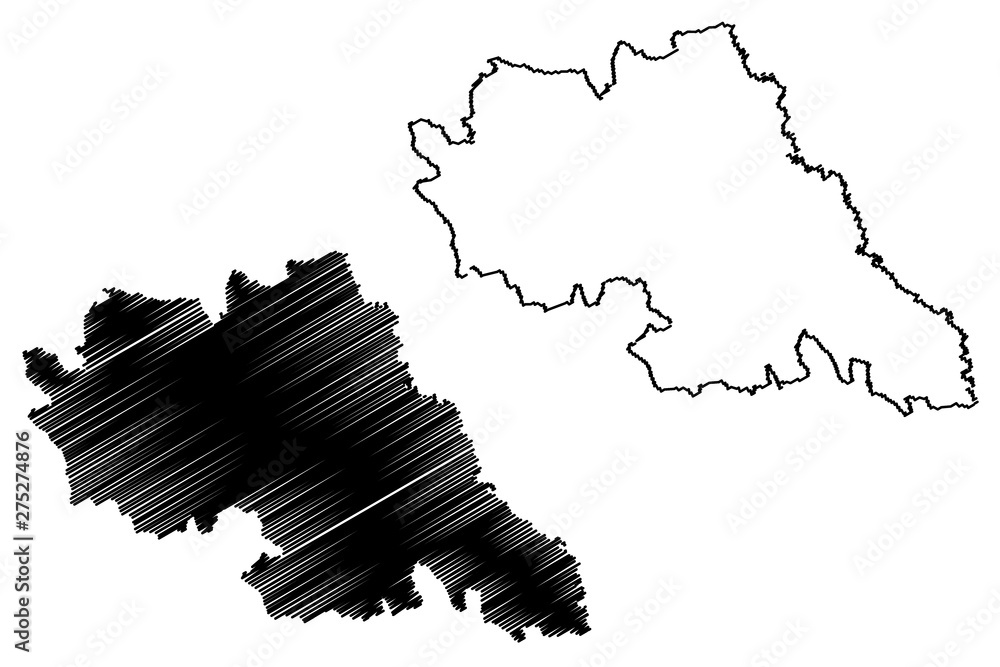 Iasi County (Administrative divisions of Romania, Nord-Est development region) map vector illustration, scribble sketch Iasi map....