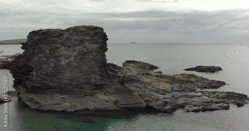 A big rock on a beautiful coast line, Aerial 4k photo