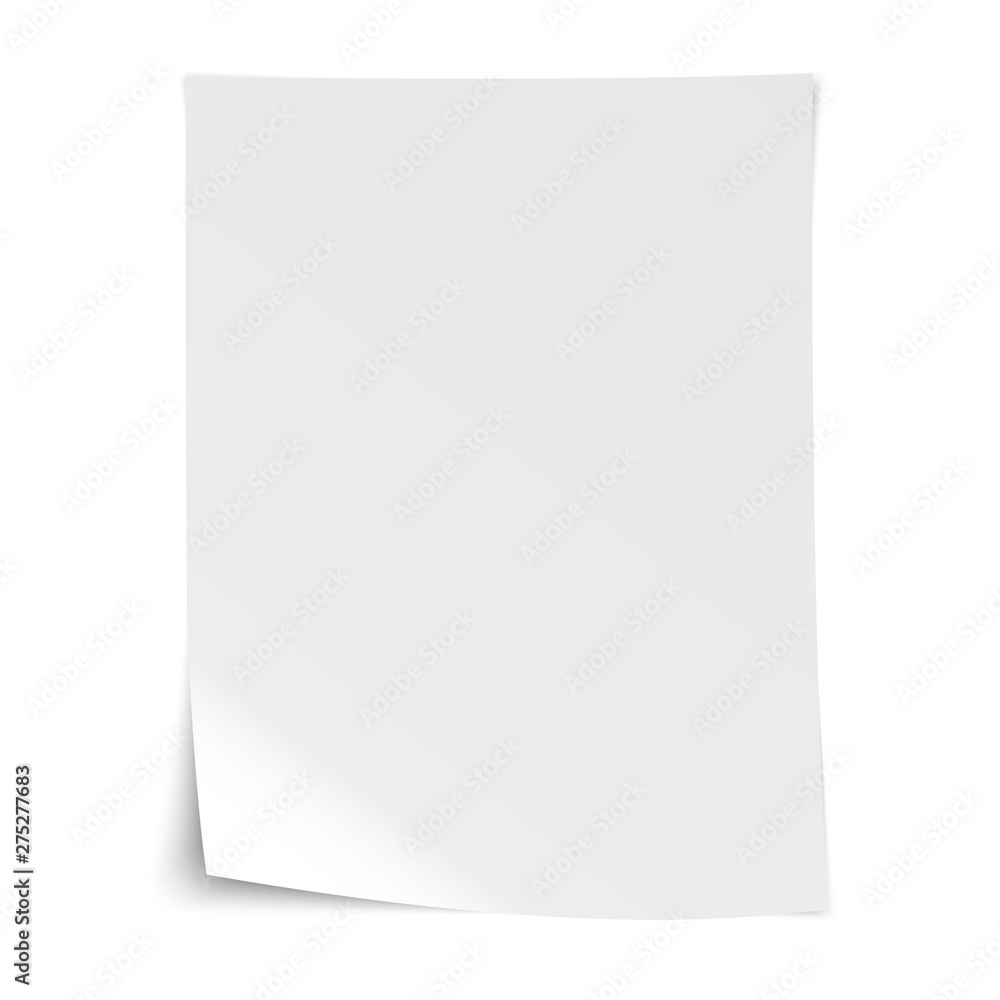empty realistic white sheet of writing paper with bent corner and shadows vector illustration empty realistic white sheet of writing paper with bent corner and shadows vector illustration