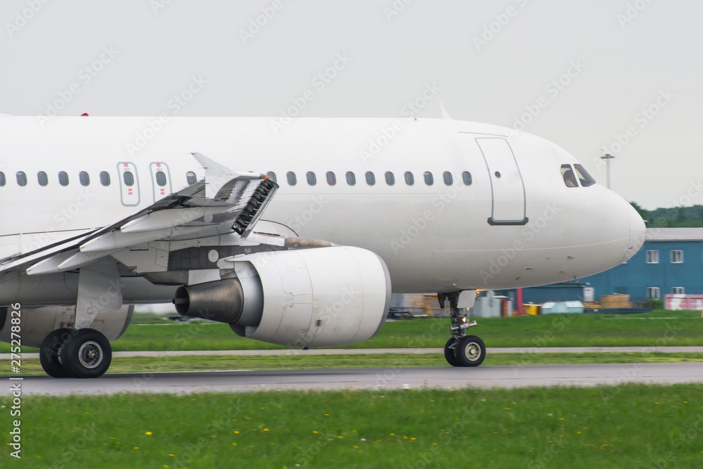 The plane takes off on the runway before departing on a trip. The plane takes off on the runway before departing on a trip.