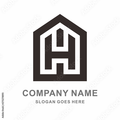 Building House Letter H Architecture Business Company Vector Logo Design