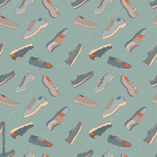 Sport shoes sneakers seamless pattern