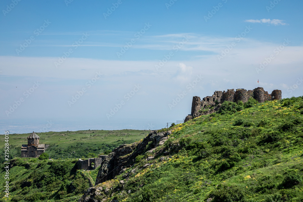 Fortress in the clouds , Amberd , Armenia. Armenian landscape , Armenian Highlands