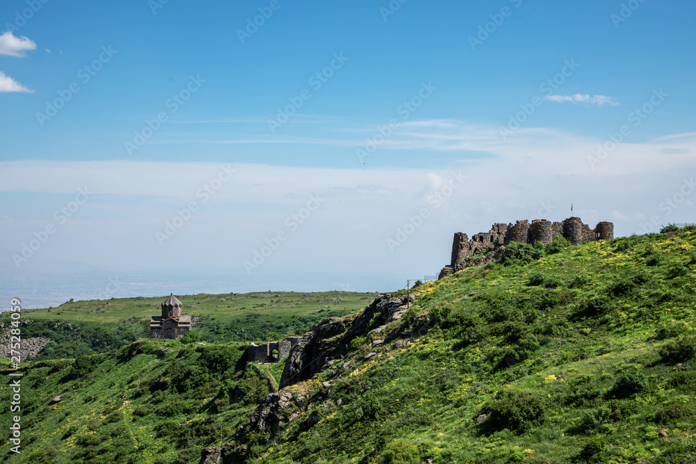  Fortress in the clouds , Amberd , Armenia. Armenian landscape , Armenian Highlands