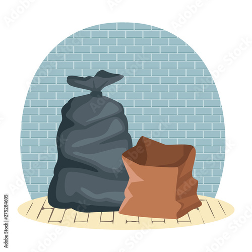 garbage bag and paper bag
