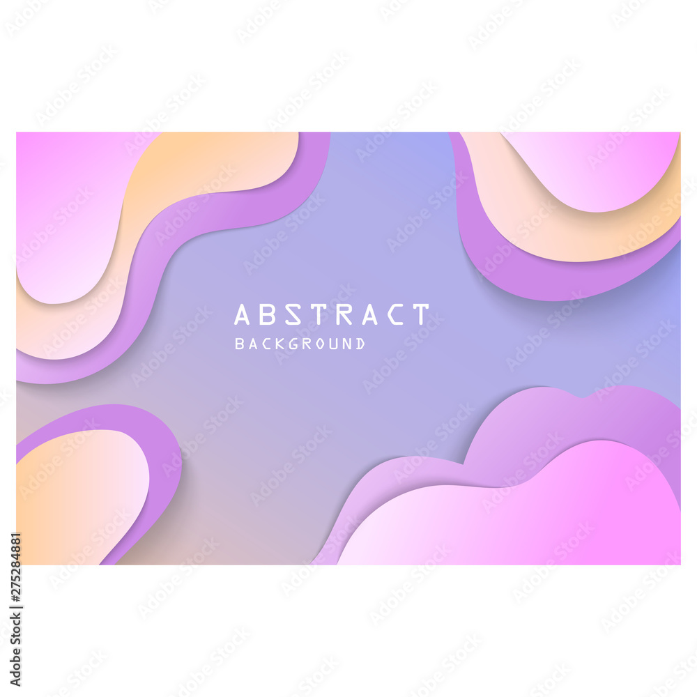 Abstract background. Lilac, pink, purple, beige wavy layers. Fluid shapes, flowing liquid, seamless pattern, gradient colors. Vector template for banners, posters, brochures, covers