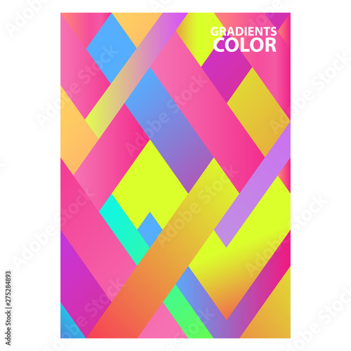 Abstract background. Magenta, yellow, blue, cyan gradient colors, crossed stripes. Diagonals, straight lines, seamless pattern. Vector template for banners, poster, brochures, flyers