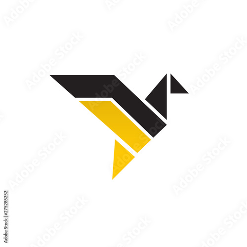 Bird logo icon design with origami art