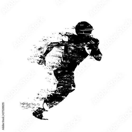 American football player, isolated grunge vector silhouette