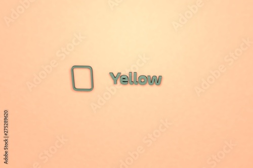 3D illustration of Yellow, green color and green text with beige background.