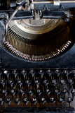 black vintage typewriter closeup mechanism