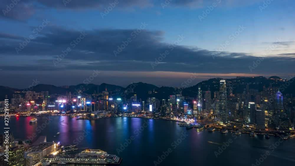Time-lapse video of Hong Kong Victoria Harbor Dusk to Night Time-lapse video of Hong Kong Victoria Harbor Dusk to Night