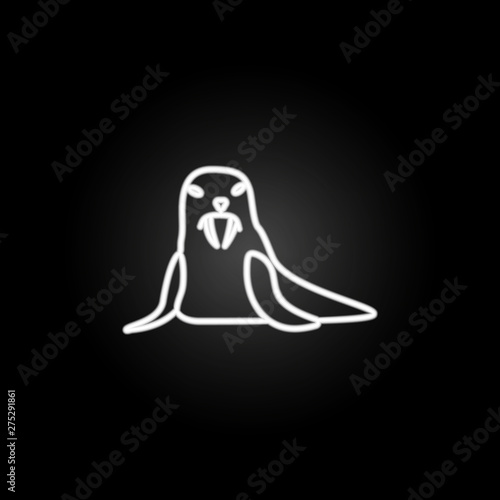 walrus illustration neon icon. Elements of marine live set. Simple icon for websites, web design, mobile app, info graphics