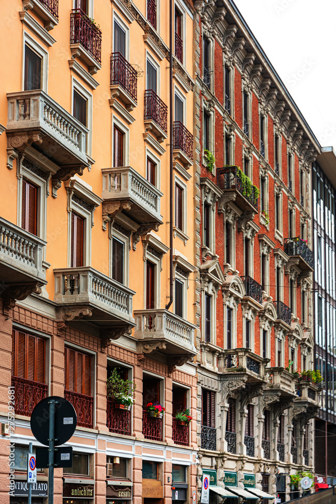 MILAN, ITALY - May 29, 2018: antique city building in Milan, italy.