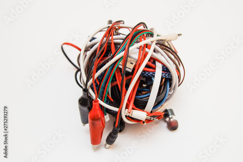 Wallpaper Mural plugs, isolated on white background. A ball of colored wires. A ball of bright multi-color network cables and plugs Torontodigital.ca