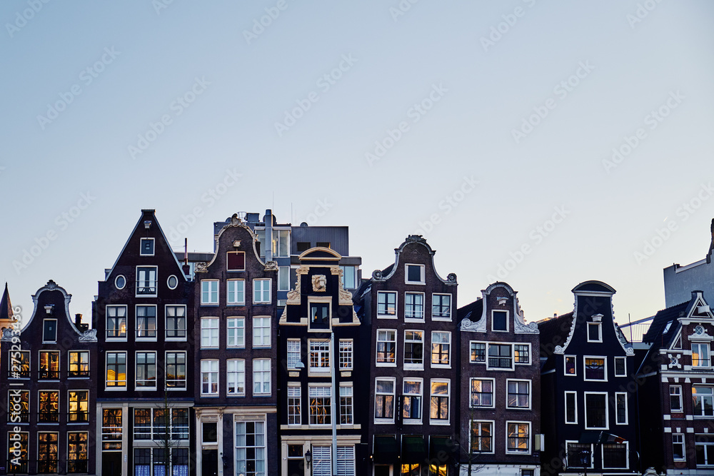 Typical buildings in Amsterdam. Netherlands..