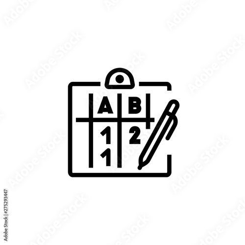 Questionnaire line icon. Filling up form, table, numbers. Survey concept. Vector illustration can be used for topics like analysis, calculating, summary, review