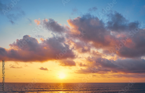 Beautiful orange sunset over the ocean © badahos