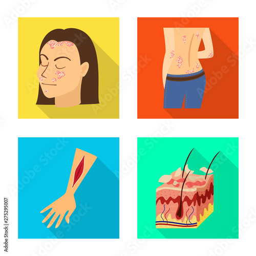 Isolated object of dermatology and disease sign. Set of dermatology and medical stock symbol for web.