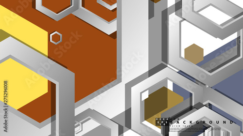 Abstract geometric background with hexagon, middle ages color composition. Vector illustration