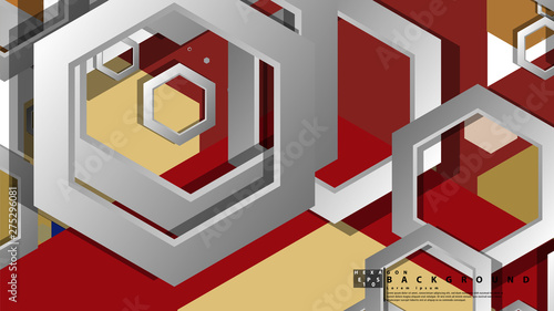 Abstract geometric background with hexagon, middle ages color composition. Vector illustration