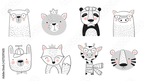 Vector poster with cute hand drawn animal and slogan