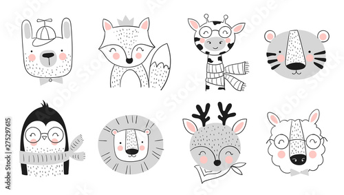 Vector poster with cute hand drawn animal and slogan