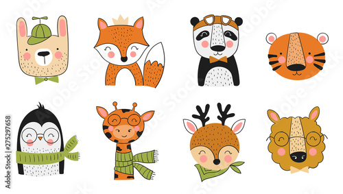 Vector poster with cute hand drawn animal and slogan