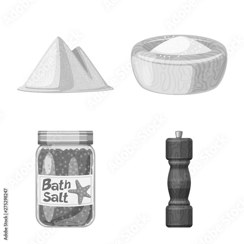 Vector illustration of salt and food logo. Collection of salt and mineral vector icon for stock.