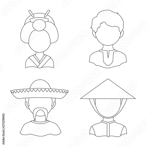 Vector illustration of imitator and resident sign. Collection of imitator and culture stock symbol for web.